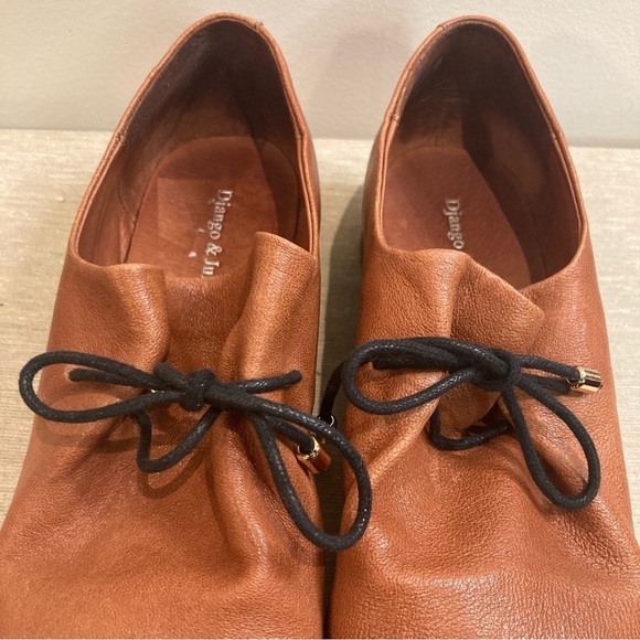 DJANGO & JULIETTE Sz 39 Kotty Leather Two Toned Colour Block Laces Pointy Flats - Picture 5 of 14